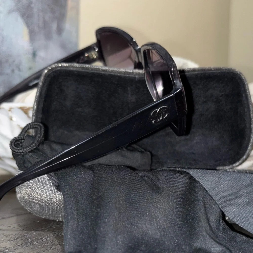 CHANEL Acetate Square CC Sunglasses 5385-A in Black​​​